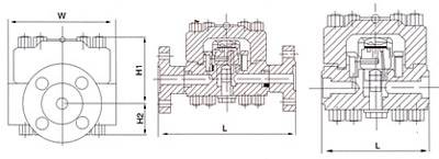 KPF3法兰高压圆盘式疏水阀结构示意图